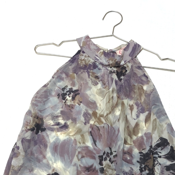 Vintage | Blush | Highneck Halter Top | Floral | Shabby Chic | Summer | Chiffon - Picture 2 of 8